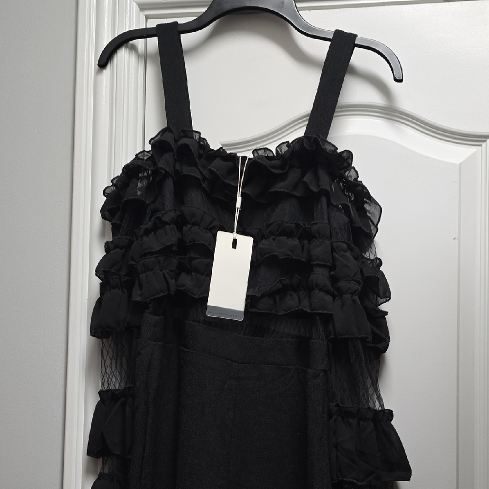 Black Ruffled endless rose jumsuit sz med